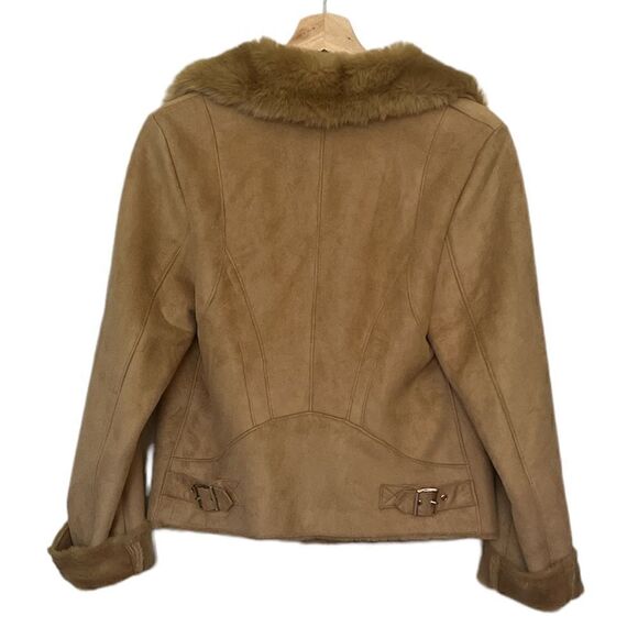 Chico’s Tan Faux Shearling and Faux Suede Leather Jacket Size Small - Picture 4 of 15